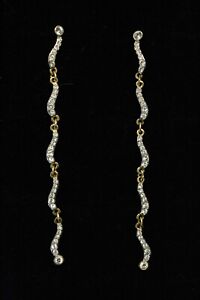 Swarovski Crystal with 14kt Gold Post Back Dangle Earrings 3-1/8'' Long