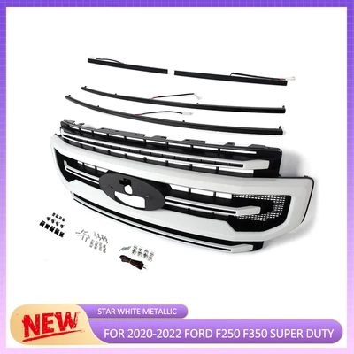 For 2020-2022 Ford F250 F350 SD Star White Front Bumper Grille w/ LED Lights Kit Foto 1 de 4