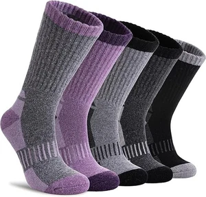 Womens Merino Wool Hiking Socks Thermal Warm 5 Pairs Crew Boot - Picture 1 of 6