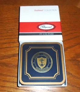 6 Pimpernel US COAST GUARD FOUNDATION Kork Rückseite Untersetzer. Gold auf Blau 4" x 4" - Bild 1 von 3