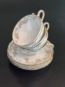 Set of 4 HAVILAND Limoges Schleiger 340 Cup & Saucer Sets Patent Applied France - Picture 1 of 20