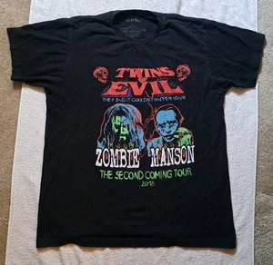 Camicia Rob Zombie & Marilyn Manson Twins Of Evil Uomo Lar Second Coming Tour 2018 - Foto 1 di 7