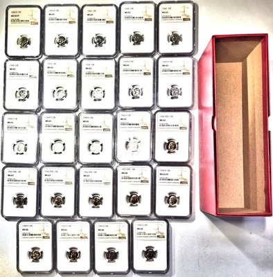 Roosevelt Dime 24-Coin Set - NGC Certified - 1960 to 1968 - All Mint State - Image 1 of 4
