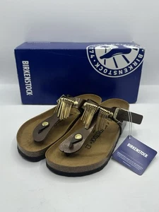 Birkenstock Women’s Gizeh Fringe Gold Graceful Toffee Sandals Size 35 US 4 - Picture 1 of 10