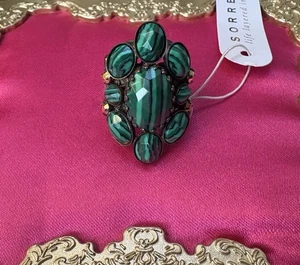 Sorrelli Cluster Cocktail Ring Wildfarn Malachit Stein Grün Antik Gold 140 $ - Bild 1 von 5