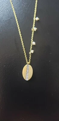 Meira T Stunning Brand New Diamond  Disc Necklace  Pearls - Image 1 of 4