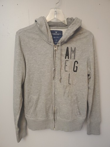 VETEMENTS Felpa con cappuccio American Eagle Womans LG grigia con cerniera pile