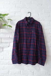 Chaps Performance Flannel Shirt Mens XL Plaid Button Up Outdoor Grunge Blue Red - Picture 1 of 11