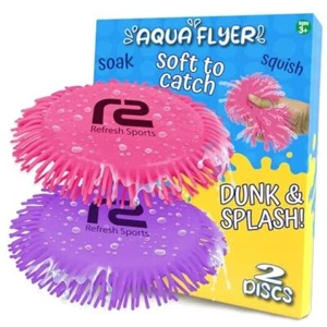 Beach Flying Disc Pool Toy: 2 Pack Water Discs for Kids - Soaks Pink & Purple - Picture 1 of 7