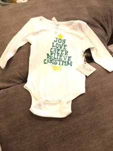 New Christmas Xmas Body Suit One Piece 18 Months Boy Girl Joy Love Cheer Believe - Picture 1 of 4