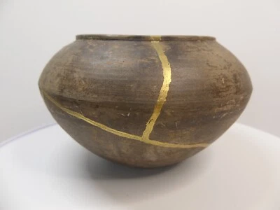 Китайская чаша династии Сун отремонтирована с японским золотым лаком «Кинцуги» с печью - Изображение 1 из 4