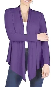 CHAUS offene Strickjacke mit optionalem Gürtel lila pflaume drapiert Damen M neu - Bild 1 von 10