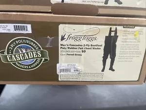 Frogg Toggs 2715343 Cascades 2-ply PVC Nylon Felt Sole Hip Waders Men's Size 10 - Picture 1 of 1