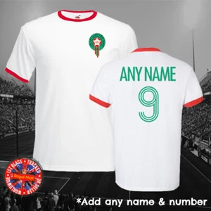 Marokko personalisiertes Fußball Ringer T-Shirt WM Geschenk Fußball Marokkanisch - Bild 1 von 1