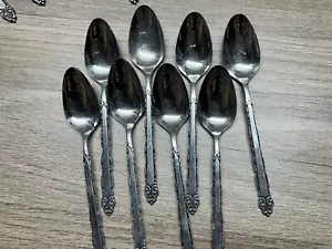 Juego de 8 cucharaditas de cubiertos de acero inoxidable Ekco Eterna Mary Ellen - Imagen 1 de 3
