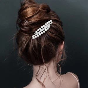 Wedding Bridal Formal Silver Rhinestone & Pearl Hair Comb - Picture 1 of 2