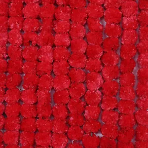 Artificial Marigold Flower Garlands Diwali Indian Wedding Party Decoration Red - Picture 1 of 6