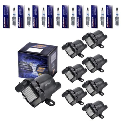 Nuevo juego de bobinas Herko (8) + (8) bujías OEM para Chevrolet y GMC 1999-07 Foto 1 de 3