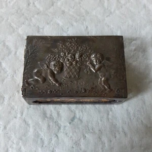 VTG 800 STERLING SILVER MATCHBOOK CASE GERMANY W/CHERUBS - Imagen 1 de 8