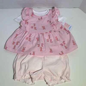 Baby Girl’s 6 Month,3 month 3 Piece Pink Bunny Shorts & Top Outfit. - Picture 1 of 8