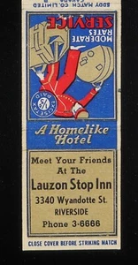 1940s EXCISE TAX BELLHOP Lauzon Stop Inn 3370 Wyandotte St. Windsor Riverside ON - Picture 1 of 2