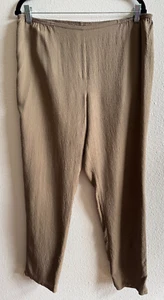 Citron Santa Monica Textured Silk Pants Size Large Taupe Pull-on EUC - Picture 1 of 4