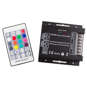 RGB RGBW LED light controller + remote Linkable 12v 24v 96w per channel - Picture 1 of 5
