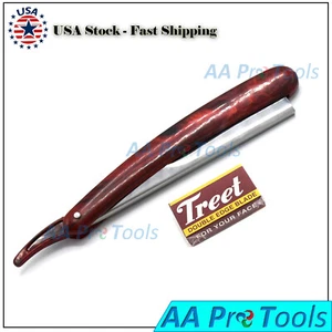 CUCHILLO DE AFEITAR PLEGABLE DE ACERO INOXIDABLE BARBERO BORDE RECTO CORTE GARGANTA PELO - Imagen 1 de 2