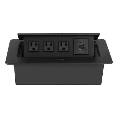 GDRASUYA10 Desktop Pop Up Socket with 3 Outlets & 2 USB Ports Connection Box Rectangular