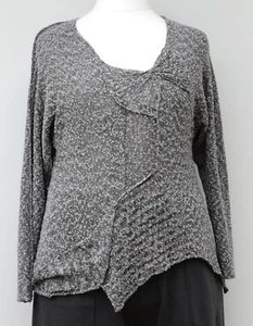 ZUZA BART HAND MADE SALT/PEPPER BOUCLE IRREGULAR SWEATER/TOP BUST 38-40" Size L - Picture 1 of 12