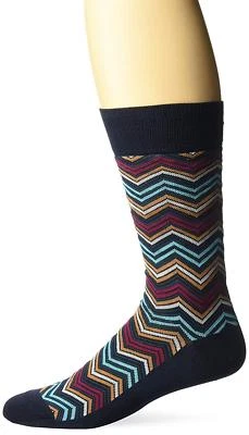 Calcetines de vestir de moda J.M. Dickens Hombres Pima Algodón Chevron Picos Azul Marino 10-13 Foto 1 de 3