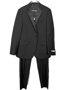 Esmoquin Kenneth Cole Reaction para hombre talla 43L 36x32 negro calce ceñido listo flexible - Imagen 1 de 12