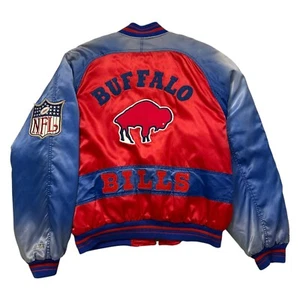 VTG 90s NFL BUFFALO BILLS MIRAGE THROWBACK SATIN BOMBER JACKET SIZE XL - Picture 1 of 10