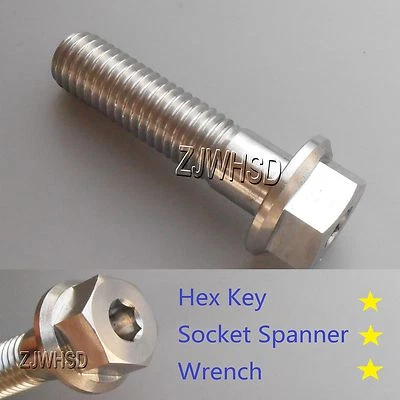 M10 x 1,5 x 40 Ti Tornillo de titanio Tornillo Cabeza de tapa de enchufe y Cabeza de brida hexagonal Hexagonal Foto 1 de 2
