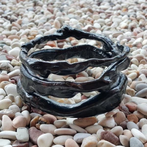 Indonesischer schwarzer Akar Bahar echte handgefertigte Koralle Armreif Armband #53 - Bild 1 von 7