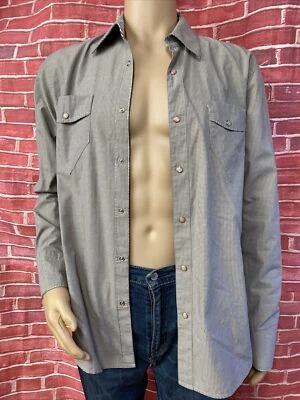 Howe Men’s Snap Front Western Style Flap Pockets  Cotton Beige Shirt Size L #R2 - Image 1 of 4