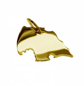 Kettenanhänger in der Form von der Landkarte Fehmarn in massiv 333 Gelbgold - Bild 1 von 2