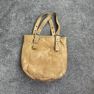 Y2K vintage leather shoulder bag buckle light brown large grommet work school - Picture 1 of 10