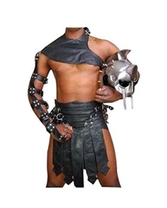 LARP Set kilt gladiatore vera pelle per uomo costumi ferramenta pesante - Foto 1 di 4