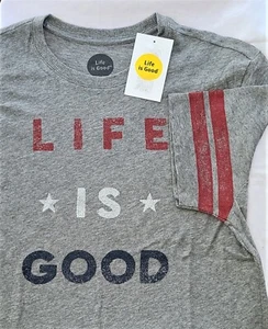 Life Is Good SS Shirt Cool Tee Vintage SPORTS AMERICANA Chest41 UNISEX Mens S - Picture 1 of 8