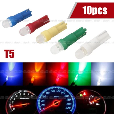 10Pcs T5 LED Lights Car Instrument Cluster Gauge Panel Lamp Bulbs Accessories - Image 1 of 4
