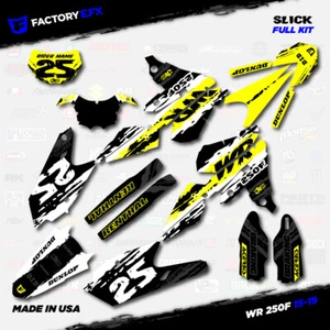 White & Yellow Slick Racing Graphics Kit fits Yamaha 15-19 WR250F WR 250F Decals - Foto 1 di 5