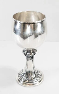 Antique Sterling Silver Religious Chalice Ecclesiastical Goblet Eucharist Grapes - Image 1 of 4