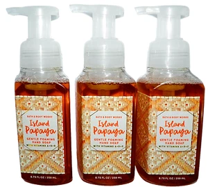 3 BATH & BODY WORKS ISLAND PAPAYA GENTLE FOAMING HAND SOAP 8.75 FL OZ WASH NEW - Picture 1 of 2