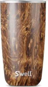 S'well Bicchiere con Coperchio, 530ml, Teak, Senza BPA/BPS-Vuoto Triplo Isolamento - Foto 1 di 6
