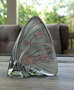 Signierte Lalique France Kristall Emaille bemalt Schmetterling Papillon Figur Rauch - Bild 1 von 8