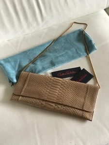 NWT CARLOS FALCHI Snake Leather Purse can be used as a clutch or with gold chain - Picture 1 of 12