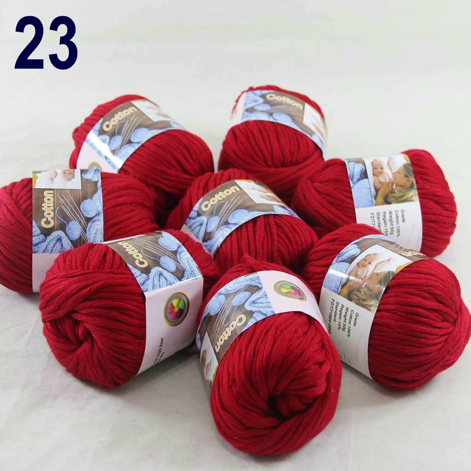Sale 8 Ballsx50g Super Soft Cotton Chunky Blankets Hand Rugs Knitting Yarn 23 - Image 1 of 4