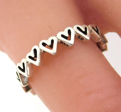 PANDORA ALE 925 Sterling Silver Open Hearts Band Ring SZ 5.25 - Image 1 of 4