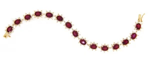 Bracelet Oval Shape Ruby 17.88ct.tw. (180) Diamonds 1.88ct.tw. 14K Yellow Gold  - Picture 1 of 1